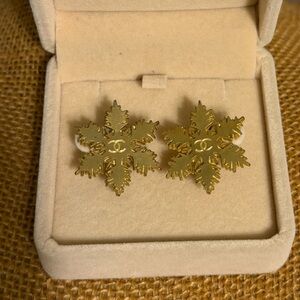 Chanel Gold Plated Snowflake Earrings